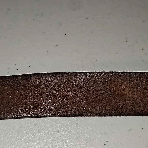 Levi’s Vintage Brass Logo Buckle Leather Belt Brass Brown 38/40 VGUC - Picture 6 of 8